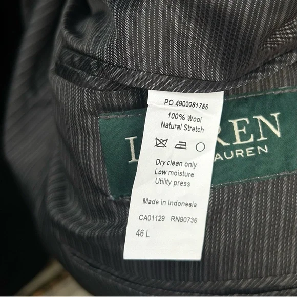 Lauren Ralph Lauren Men's 100% Wool Black Tuxedo Jacket with Satin Lapel 46 L - Picture 9 of 11